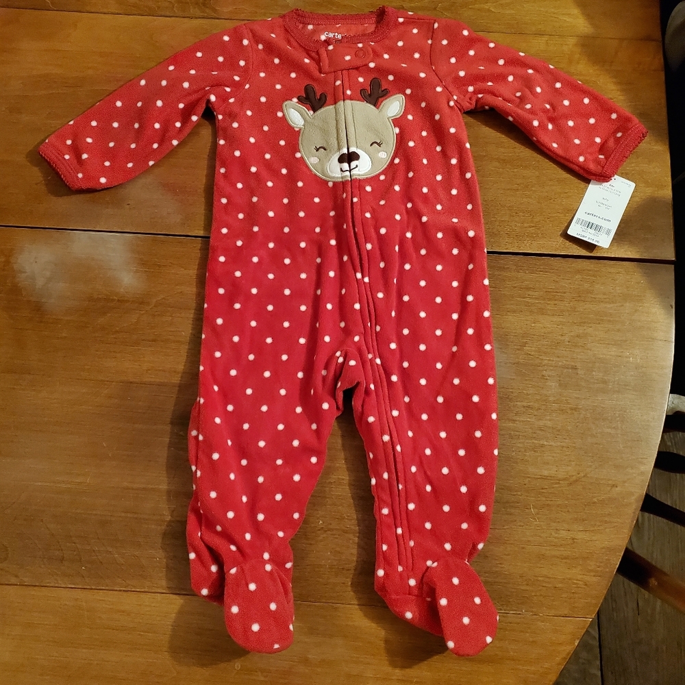 NWT Carter's reindeer fleece footie pajamas